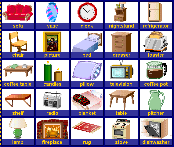 Слова и картинки мебель
